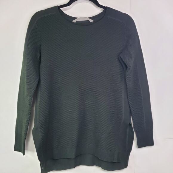 Athleta Women's XS Honeycomb Thermal Waffle Knit Sweater Dark Green/Black - Picture 1 of 8